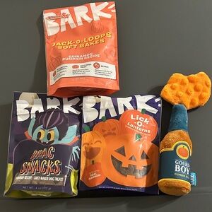 Bark Halloween Dog Treats and Toy Set - Orange and Purple